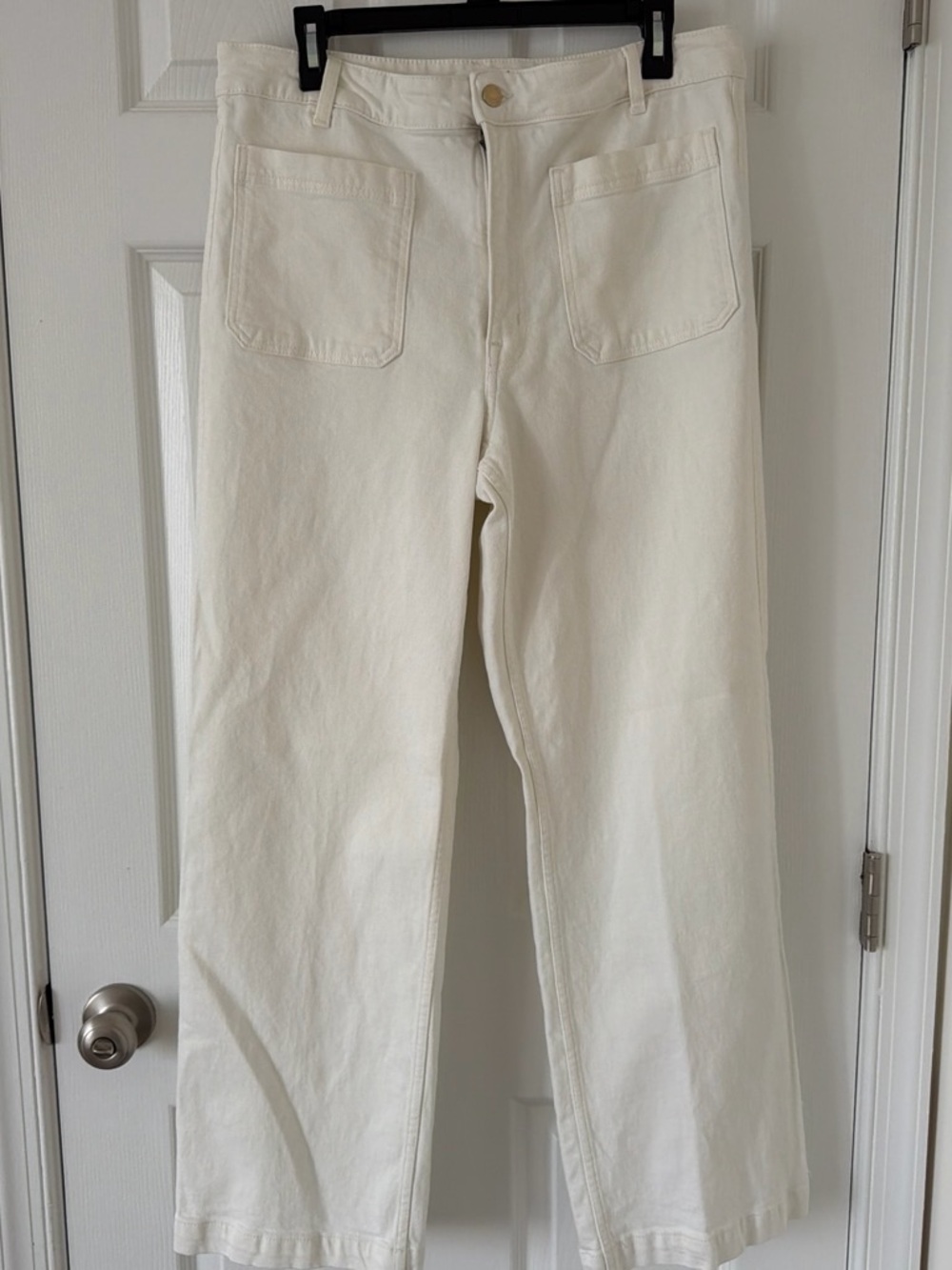 H&M Women's High-Rise Wide-Leg Jeans in Off-White